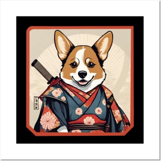 Samurai corgi Posters and Art